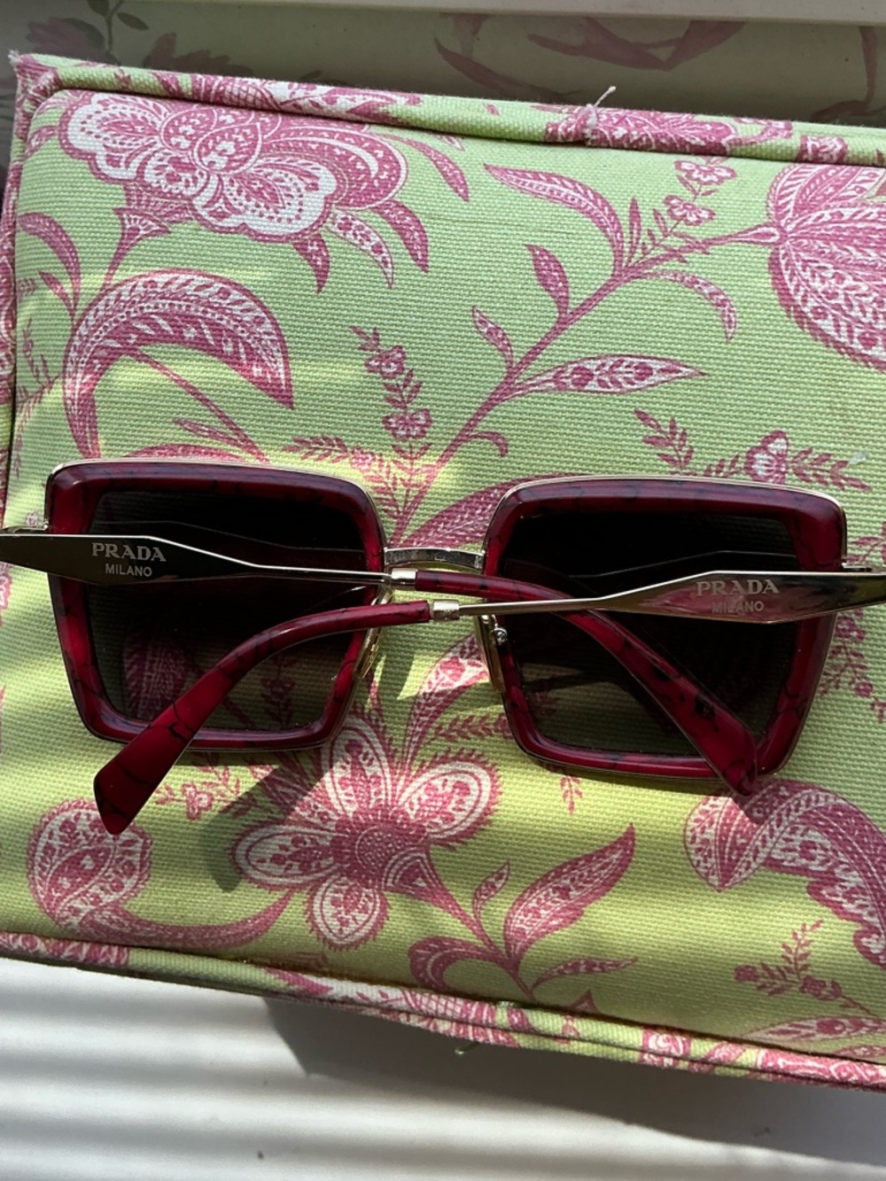 Prada Women's Burgundy Square Sunglasses